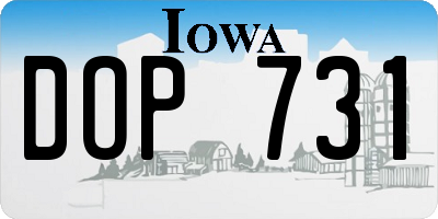 IA license plate DOP731
