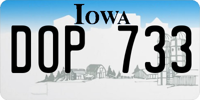 IA license plate DOP733