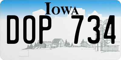 IA license plate DOP734
