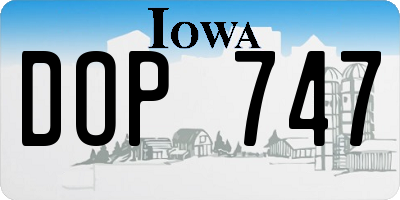 IA license plate DOP747