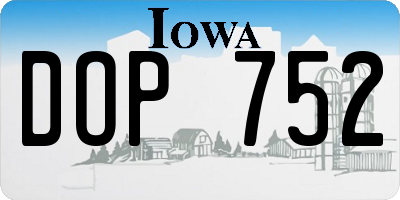 IA license plate DOP752