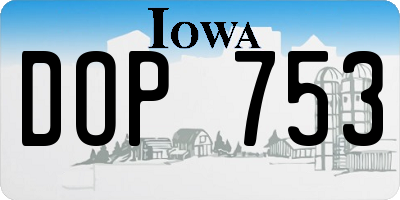 IA license plate DOP753