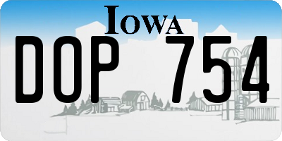 IA license plate DOP754