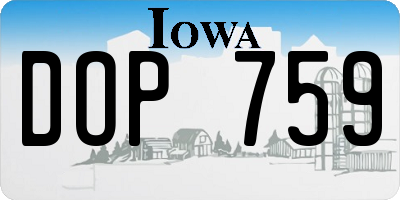 IA license plate DOP759