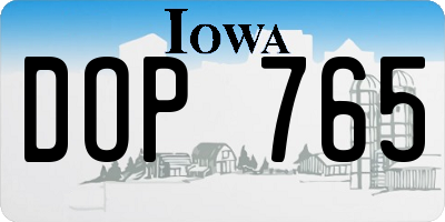 IA license plate DOP765