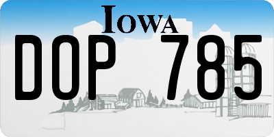 IA license plate DOP785