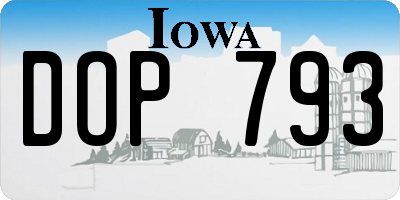 IA license plate DOP793