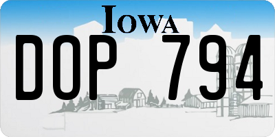 IA license plate DOP794