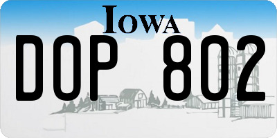IA license plate DOP802
