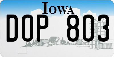 IA license plate DOP803