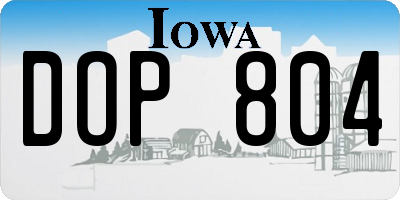 IA license plate DOP804