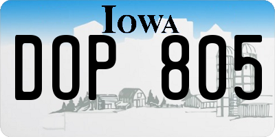 IA license plate DOP805