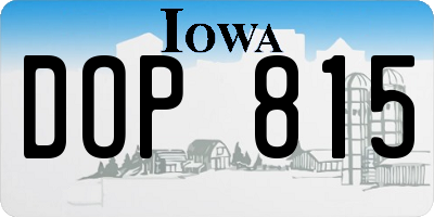IA license plate DOP815
