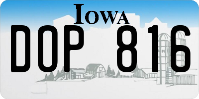 IA license plate DOP816