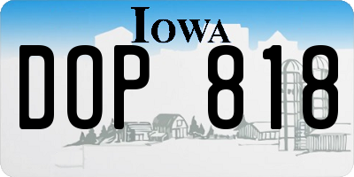 IA license plate DOP818