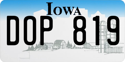 IA license plate DOP819