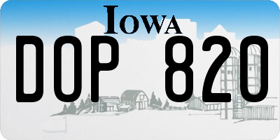 IA license plate DOP820