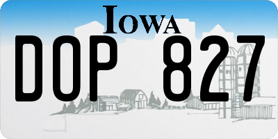 IA license plate DOP827