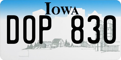 IA license plate DOP830