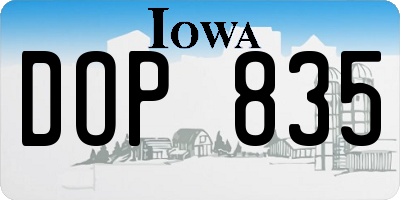 IA license plate DOP835