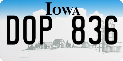 IA license plate DOP836