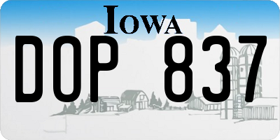IA license plate DOP837