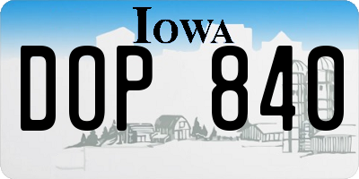 IA license plate DOP840