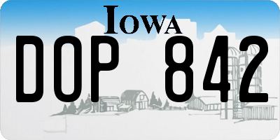 IA license plate DOP842