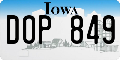 IA license plate DOP849