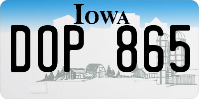 IA license plate DOP865