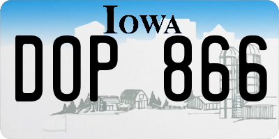 IA license plate DOP866