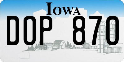IA license plate DOP870