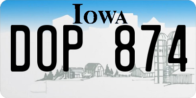 IA license plate DOP874