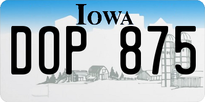 IA license plate DOP875