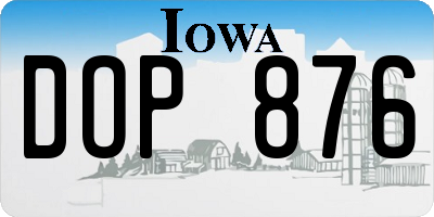 IA license plate DOP876