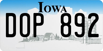 IA license plate DOP892