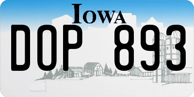IA license plate DOP893
