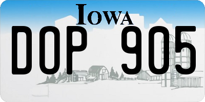 IA license plate DOP905
