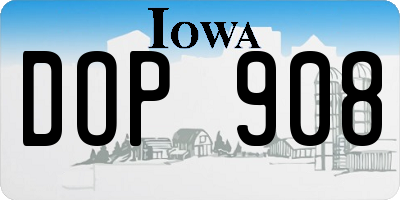 IA license plate DOP908