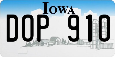 IA license plate DOP910