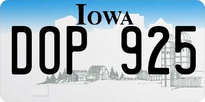 IA license plate DOP925