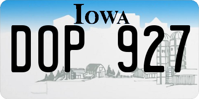 IA license plate DOP927