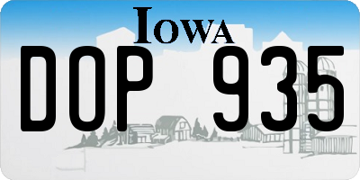 IA license plate DOP935