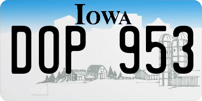 IA license plate DOP953