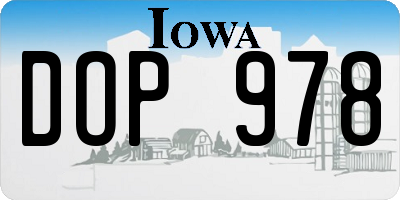 IA license plate DOP978