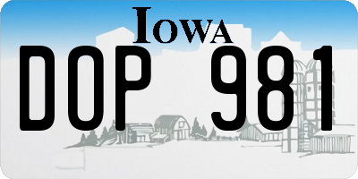 IA license plate DOP981