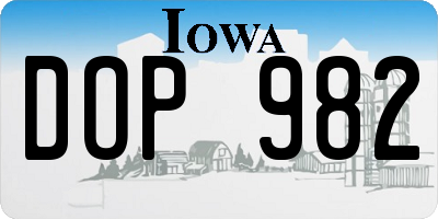 IA license plate DOP982