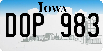 IA license plate DOP983