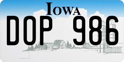 IA license plate DOP986