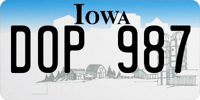 IA license plate DOP987